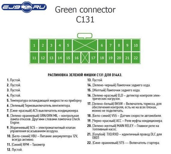 Зеленый разъем C131 - EJ9.RU